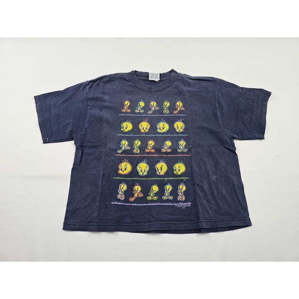 Tweety Bird T-shirt, Jerry Leigh Looney Tunes, Cropped Style Blue Sz M 1990s